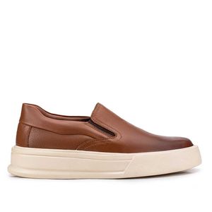 Tênis Slip On Masculino Fascar Marrom Em Couro