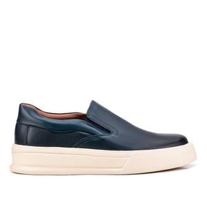Tênis Slip On Masculino Fascar Azul Em Couro