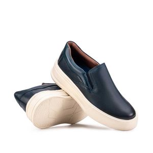 Tênis Slip On Masculino Fascar Azul Em Couro