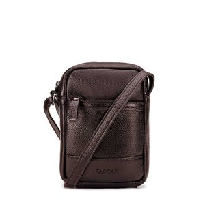 Bolsa Masculina Transversal Fascar Marrom Em Couro
