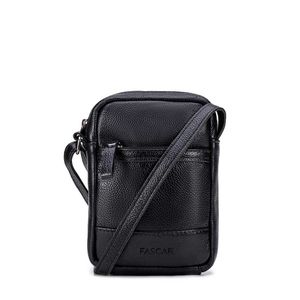 Bolsa Masculina Transversal Fascar Preta Em Couro