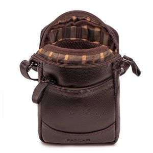 Bolsa Masculina Transversal Fascar Marrom Em Couro