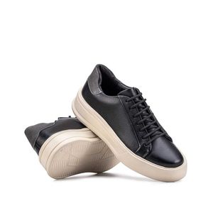 Tênis Masculino Casual Fascar Izi Preto Em Couro