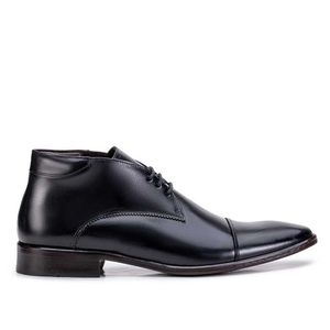 Bota Masculina Social Fascar Cap Toe Preta Em Couro