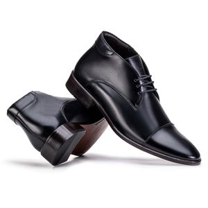 Bota Masculina Social Fascar Cap Toe Preta Em Couro