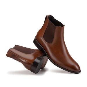 Bota Masculina Casual Fascar Chelsea Marrom em Couro